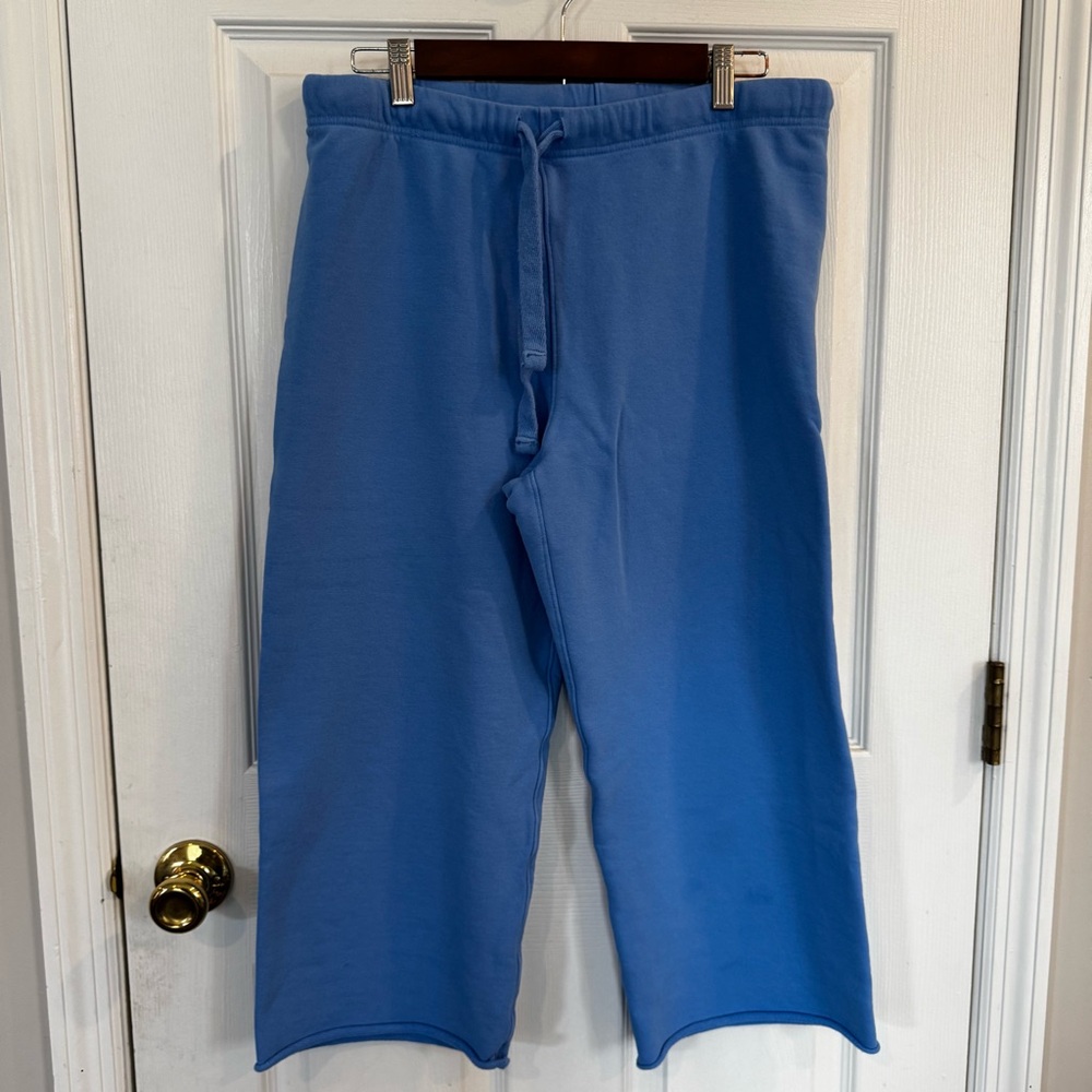 Frank & Eileen Catherine Crop Wide-Leg Sweatpants Blue Size M Made in USA NWOT